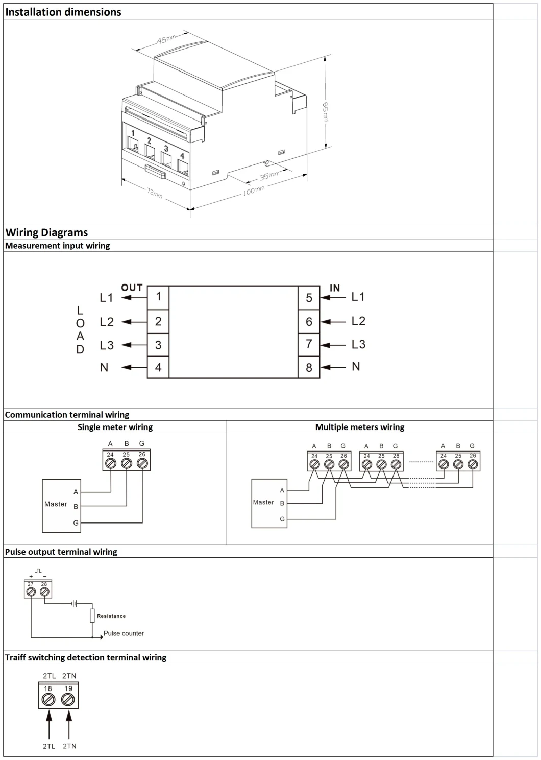 Dac4301 DIN Rail AC Multi-Tariff Modbus Electric Energy Meter